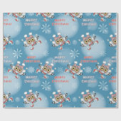 フールズアイススケートで滑るクリスマスパターン ラッピングペーパー (フラット)