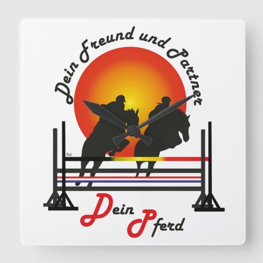 フールプフェルドウントプフェルデフォールリーブハバーウア スクエア壁時計 (正面)