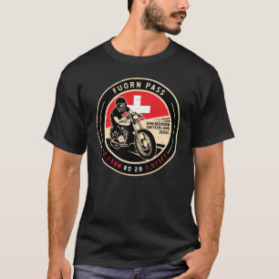 フールン峠 スイス オートバイ Tシャツ