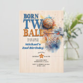 フー生まれプから2ボールのバスケットボールの先端オフ2番目の誕生日 招待状 (スタンド正面)