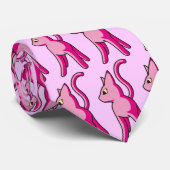 フー - ピンクの猫ネクタイ - Foo! - Pink kitty Tie ネクタイ (ロール)