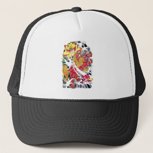 フー＆ロータス タトゥーデザインTシャツ キャップ (正面)