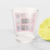 フ最高のレンズフォトコラージュブラックアンドピンストライプのク ショットグラス (裏面)