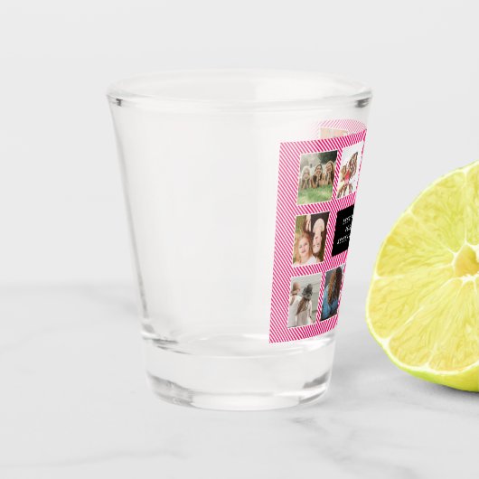 フ最高のレンズフォトコラージュブラックアンドピンストライプのク ショットグラス (左)
