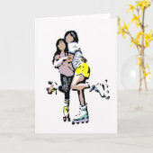 フ最高のレンズローラスケート漫画ブック カード (黄色い花)