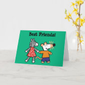 フ最高のレンズ・メイジーとドッティが手を握る カード (黄色い花)