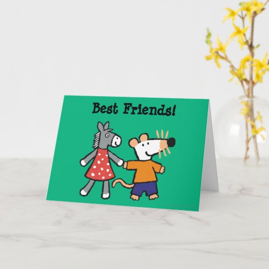 フ最高のレンズ・メイジーとドッティが手を握る カード (黄色い花)