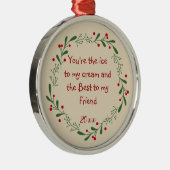 フ最高のレンドおもしろい引用文デカスタムーティドクリスマスホリー メタルオーナメント (右)