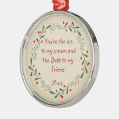 フ最高のレンドおもしろい引用文デカスタムーティドクリスマスホリー メタルオーナメント (左)