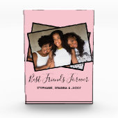 フ最高のレンモダンズフォトピンクパーソナライズされた写真 フォトブロック (正面)