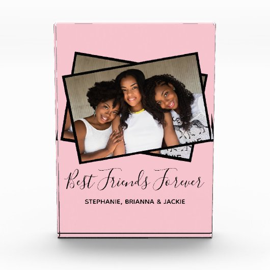 フ最高のレンモダンズフォトピンクパーソナライズされた写真 フォトブロック (正面)