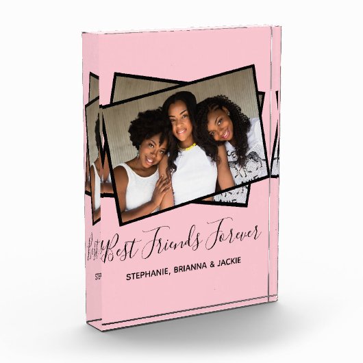 フ最高のレンモダンズフォトピンクパーソナライズされた写真 フォトブロック (左)