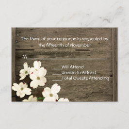 フ素朴ェンス&ドッグウッド開花ウェディングRSVPカード 出欠カード