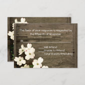 フ素朴ェンス&ドッグウッド開花ウェディングRSVPカード 出欠カード (正面/裏面)