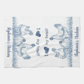 フ素朴ェン・ブルー&ホワイトチキンパーソナライズされた キッチンタオル (横)