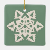 フ素朴モダンォトスノーフレークファミリ名セラミック セラミックオーナメント (裏面)