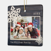 フ素朴モダンォトDIYスノーフレークファミリーネームウッド セラミックオーナメント (左)