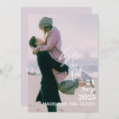 フ結婚ォトオーバーレモダンエレガントイで日付を保存 招待状 (正面/裏面)