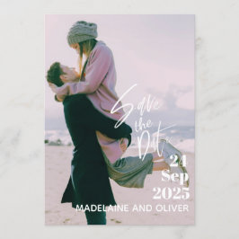 フ結婚ォトオーバーレモダンエレガントイで日付を保存 招待状