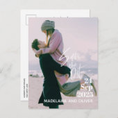 フ結婚ォトオーバーレモダンエレガントイで日付を保存 案内ポストカード (正面/裏面)