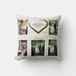 フ結婚ォトコラージュ素朴シンプルハート引用文 クッション