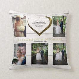 フ結婚ォトコラージュ素朴シンプルハート引用文 クッション