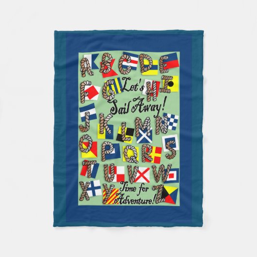 フ航海のラグ文字 フリースブランケット (正面)