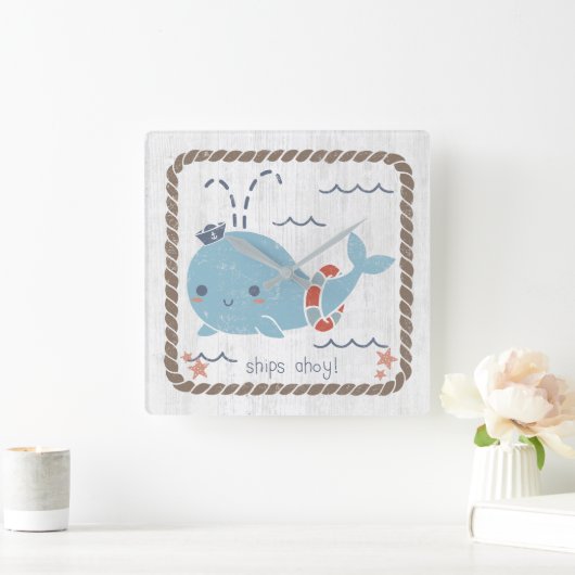 フ航海のレンズ-クジラ スクエア壁時計 (ホーム)