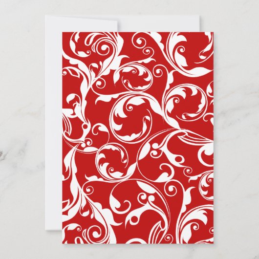 フ赤と白ロース結婚式招待状 招待状 (裏面)