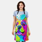 フ鮮やかレンチブルドッグパピーアート エプロン (着用した状態)