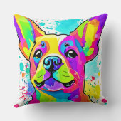 フ鮮やかレンチブルドッグパピーアート クッション (裏面)