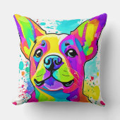 フ鮮やかレンチブルドッグパピーアート クッション (正面)