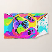 フ鮮やかレンチブルドッグパピーアート バスタオルセット (ハンドタオル)