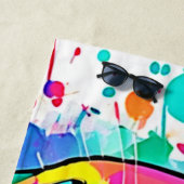 フ鮮やかレンチブルドッグパピーアート ビーチタオル (インサイチュ)