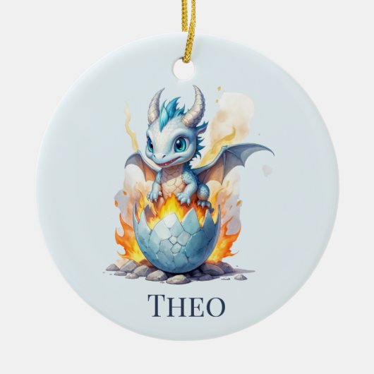 フrostfireの幼龍　パーソナライズされたドラゴン セラミックオーナメント (正面)