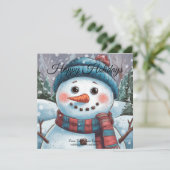 フrosty スノーマン フラット ホリデー カード (スタンド正面)