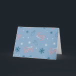 フrosty the Snowman 青い雪の結晶のパターン シーズンカード<br><div class="desc">フrosty the Snowmanと一緒にこの楽しい冬のホリデーパターンでリラックス!雪が降る中、フrostyが手を振り、彼のキャンディーの杖のロゴが特徴です! このパターンは、ギフト包装、コzyなフリースブランケット、パーティー用品に最適です。 Zazzleのカスタム製品をもっとショップしよう!</div>