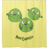 ブおもしろいリュッセル野菜の漫画 シャワーカーテン (正面)