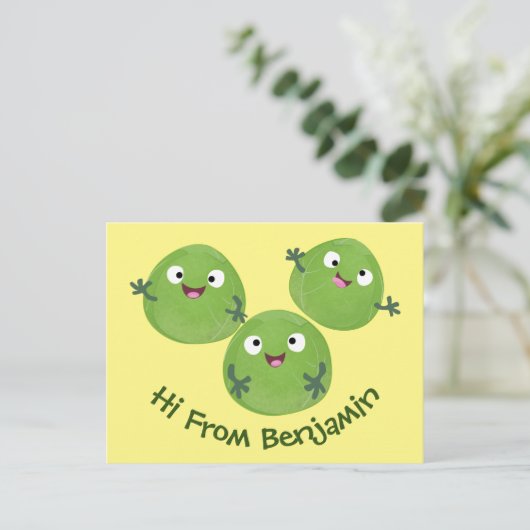 ブおもしろいリュッセル野菜の漫画 ポストカード (スタンド正面)