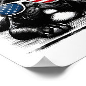 ブおもしろいルフランスのドッグ米国国旗7月4日 ポスター (角)