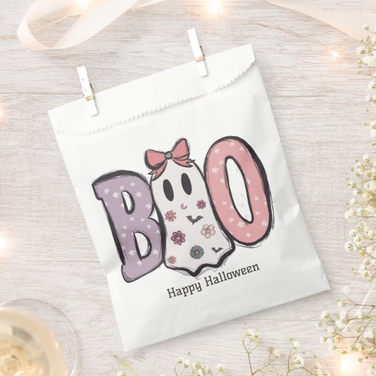 ブアドラブル幽霊パステルカラーハッピーハローウィン フェイバーバッグ (クリップ留めされた状態)