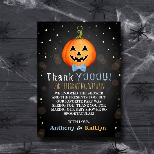 ブイだ!リトルカボチャハロウィーンベビーシャワー サンキューカード