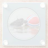 ブイの球を持つポルトガル水犬 ガラスコースター (裏面)