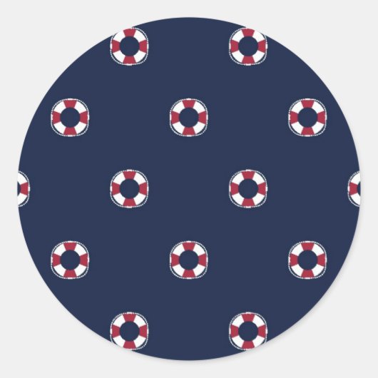 ブイ赤と白パターン ラウンドシール (正面)