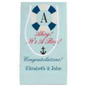 ブイ(モノグラム付き)、航海の新生児ボーイ スモールペーパーバッグ (正面)