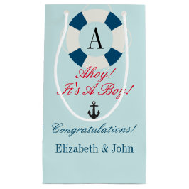 ブイ（モノグラム付き）、航海の新生児ボーイ スモールペーパーバッグ