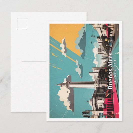 ブエノスアイレスアルゼンチポップ・アートのンアートトラベルイラストレーション ポストカード (正面/裏面)