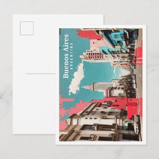 ブエノスアイレスアルゼンチポップ・アートのンアートトラベルイラストレーション ポストカード (正面/裏面)