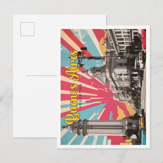 ブエノスアイレスアルゼンチポップ・アートのンアートトラベルイラストレーション ポストカード (正面/裏面)