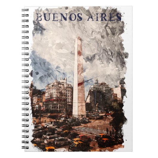 ブエノスアイレスアルゼンチンスカイラインの水彩 ノートブック (正面)